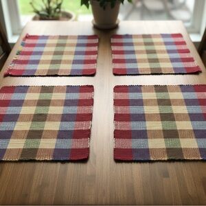 Set of 4 placemats - colourful plaid pattern - 100% cotton